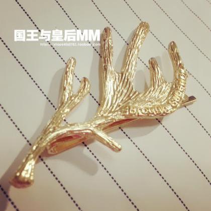 Sweet Japanese Style Hair Clip Elk Antlers Metal..