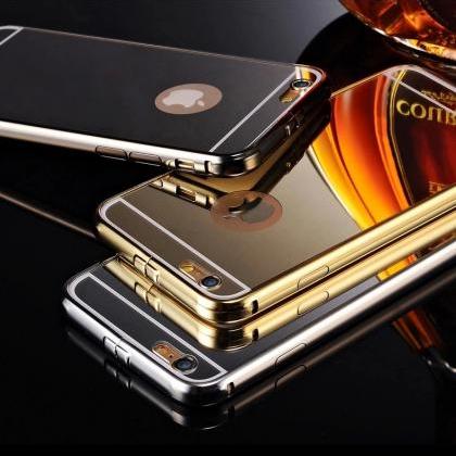 2 In 1 Brand Luxury Gold Mirror Case Cover For..