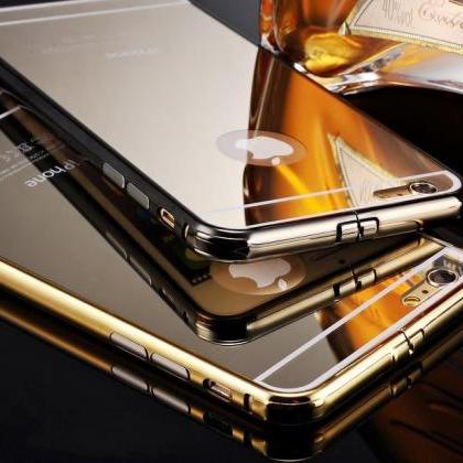 2 In 1 Brand Luxury Gold Mirror Case Cover For..