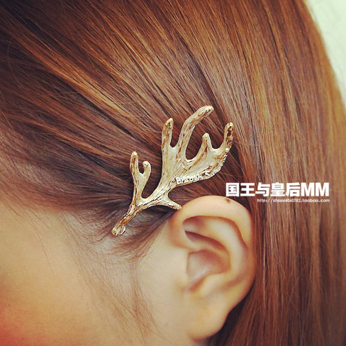 Sweet Japanese Style Hair Clip Elk Antlers Metal Antlers Hairpin Elf Girl Hair Jewelry Side Clip