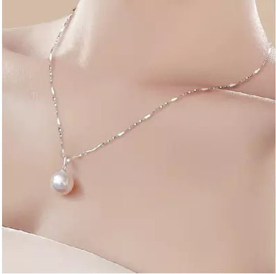 925 Sterling Silver Necklace Chain With Natural Pearl Pendant