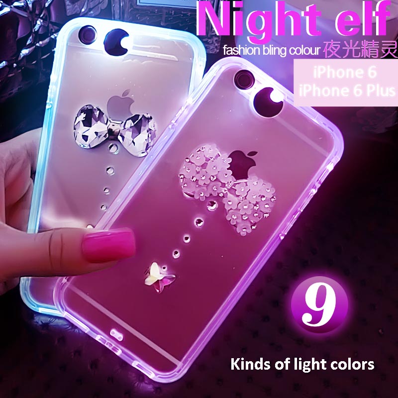 2015 Rhinestone Blingbling Led Cellphone Call Flash Case For Iphone 5/5s/6/6 Plus